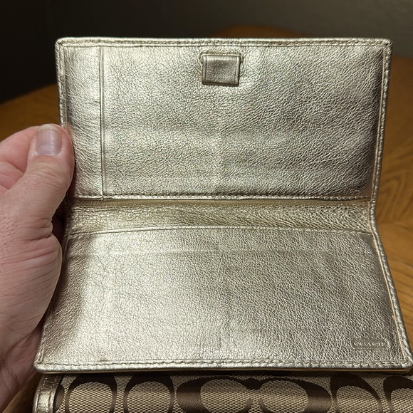 COACH Signature Metallic Turnlock Checkbook wallet - Picture 9 of 16
